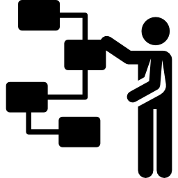 Person pointing at flowchart